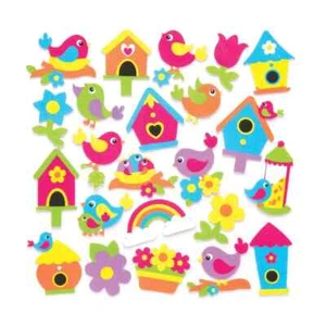 60 Asst Self Adhesive Spring Bird Foam Stickers 30-50mm Approx NEW - Picture 1 of 2