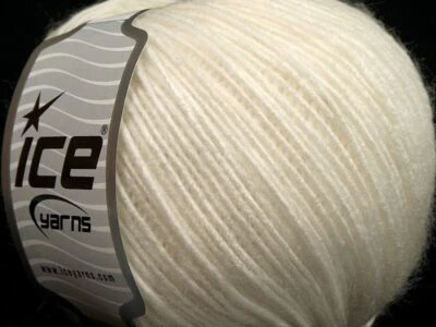 Cordón de lana blanco roto ligero - hilos de hielo #69573 lana, mezcla acrílica DK 50gr 180yds Foto 1 de 4
