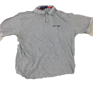A67 Vintage Polo Sport Gray Striped Polo Shirt Mens Size XL - Picture 1 of 3
