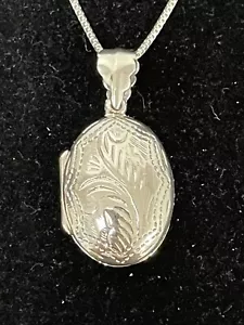 "Collar colgante medallón floral de plata de ley de 20"" 23x19 mm nuevo estado" - Imagen 1 de 10