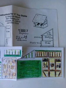 Dollhouse Miniature Toy Stable Kit Southwestern Farmhouse Horses 1 Inch Scale - Picture 1 of 5