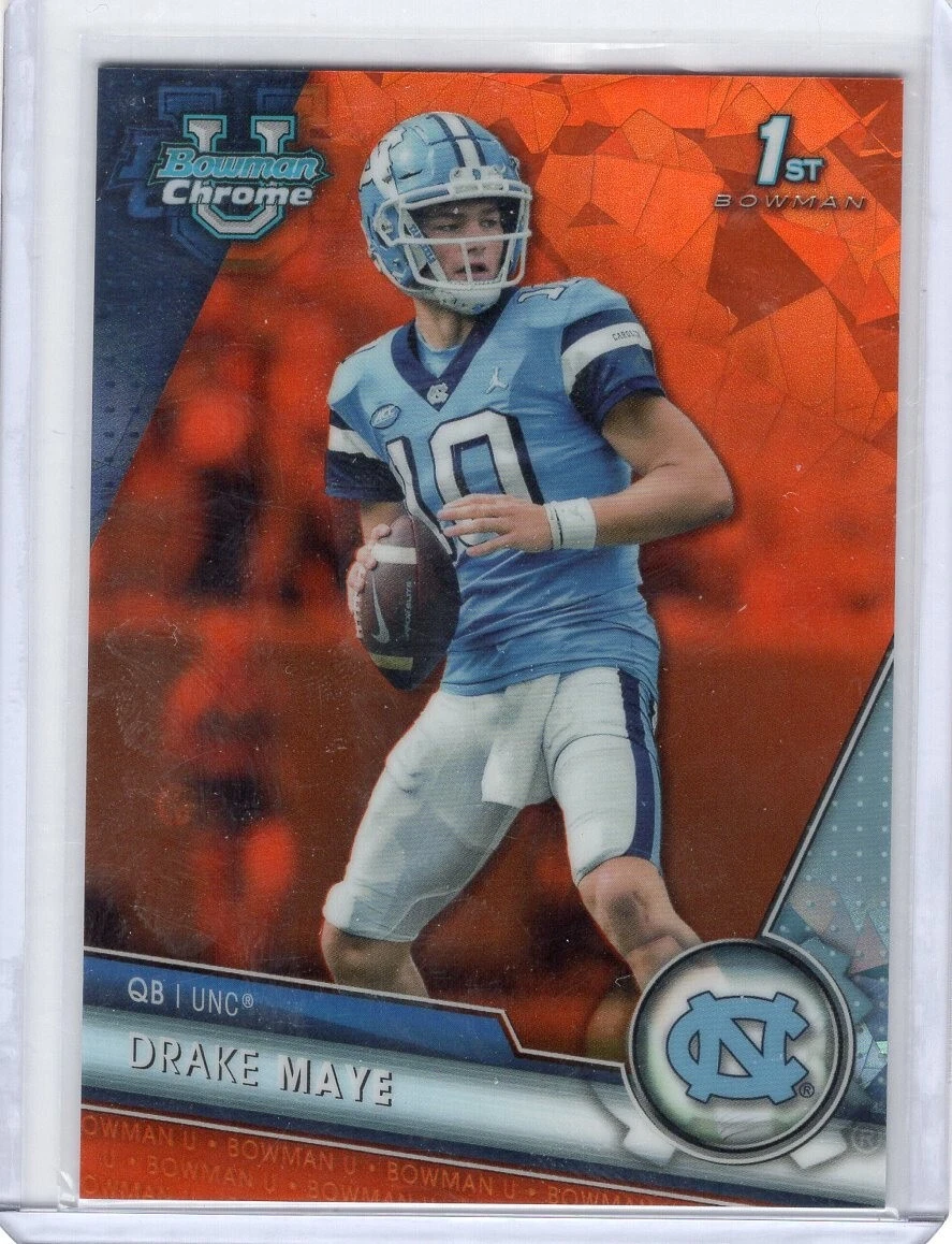 2023 Bowman Chrome U Sapphire Drake Maye 1st Bowman Orange Refractor SSP /25