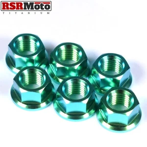 M10x1.25 Titanium Rear Sprocket Nuts Honda Kawasaki Suzuki Triumph Yamaha, Green - Picture 1 of 3