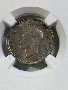 1941 New Zealand 6 Pence Graded AU 58 by NGC Low Mintage - Picture 1 of 4