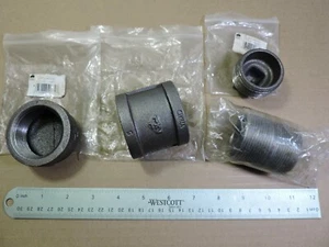 B&K 1 1/2 In.  Malleable Black lron Pipe Threaded Coupling, Plug, Cap, & Nipple  - Picture 1 of 3