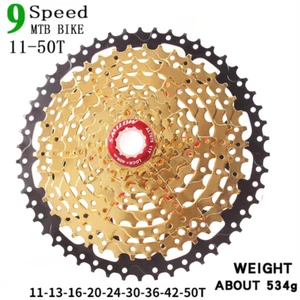 Mountain Bike 9 Speed Cassette 11-50T Wide Ratio MTB Bicycle Freewheel Flywheel - Picture 1 of 16