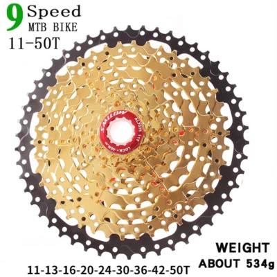 Mountain Bike 9 Speed Cassette 11-50T Wide Ratio MTB Bicycle Freewheel Flywheel - Image 1 of 4