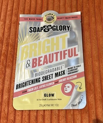 SOAP & GLORY ~ Bright & Beautiful ~ Biodegradable Brightening Sheet Face Mask - image 1 of 2