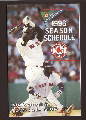 1996 Boston Red Sox Mo Vaughn 1996 Pocket Schedule Powerade - Image 1 of 2
