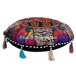 Indian Floor Pillow Covers Patchwork Bohemian Footstool Cushion Cover Vintage 