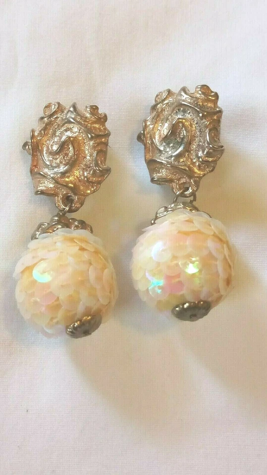 Женские серьги диско мяч кремовый/золотой цвет зажим на винтажный Бесплатная доставка - Изображение 1 из 4