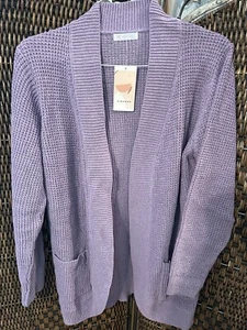 Kirundo Light Purple Waffle Knit Open Long Sleeve Pocket Cardigan Size XL NWT - Picture 1 of 2