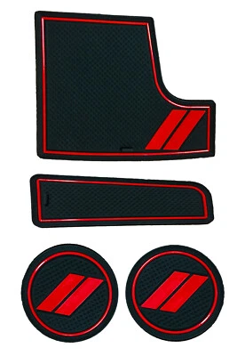 Para Dodge Charger Accesorios 2023-2015 Portavasos Forro Inserto Consola Borde Rojo Foto 1 de 4