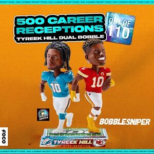 TYREEK HILL Miami Dolphins 500 Receptions Dual Kansas City Chiefs NFL Bobblehead