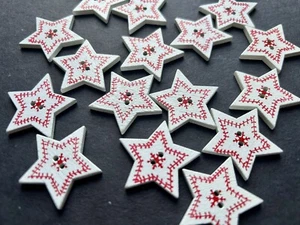 Star Shaped, Christmas Wooden Button, Sewing, Cardmaking, Scrapbooking - Picture 1 of 3