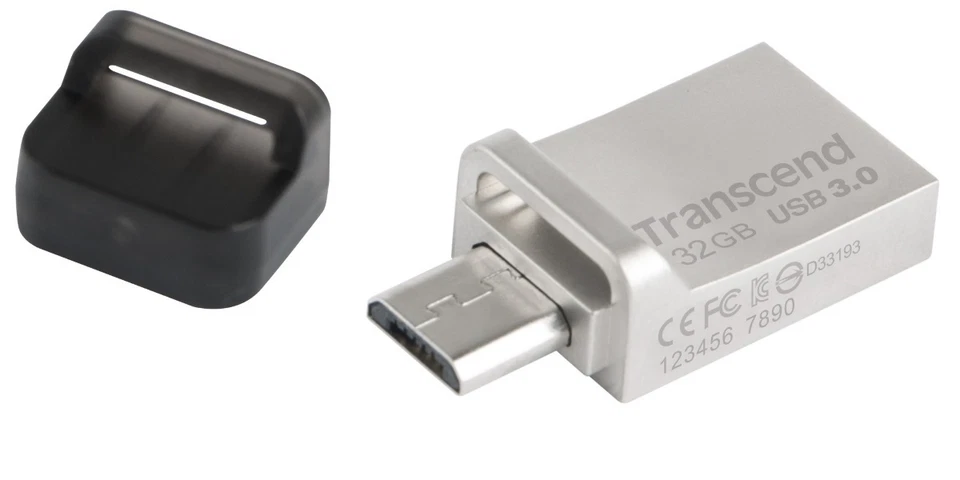 32GB Transcend Jetflash 880S OTG USB 3.0 Flash Drive - edizione d'argento - Immagine 1 di 1