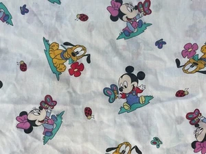 Vtg Dundee Disney Babies Baby Mickey Minnie Fitted Crib Sheet Flower Butterfly - Picture 1 of 5