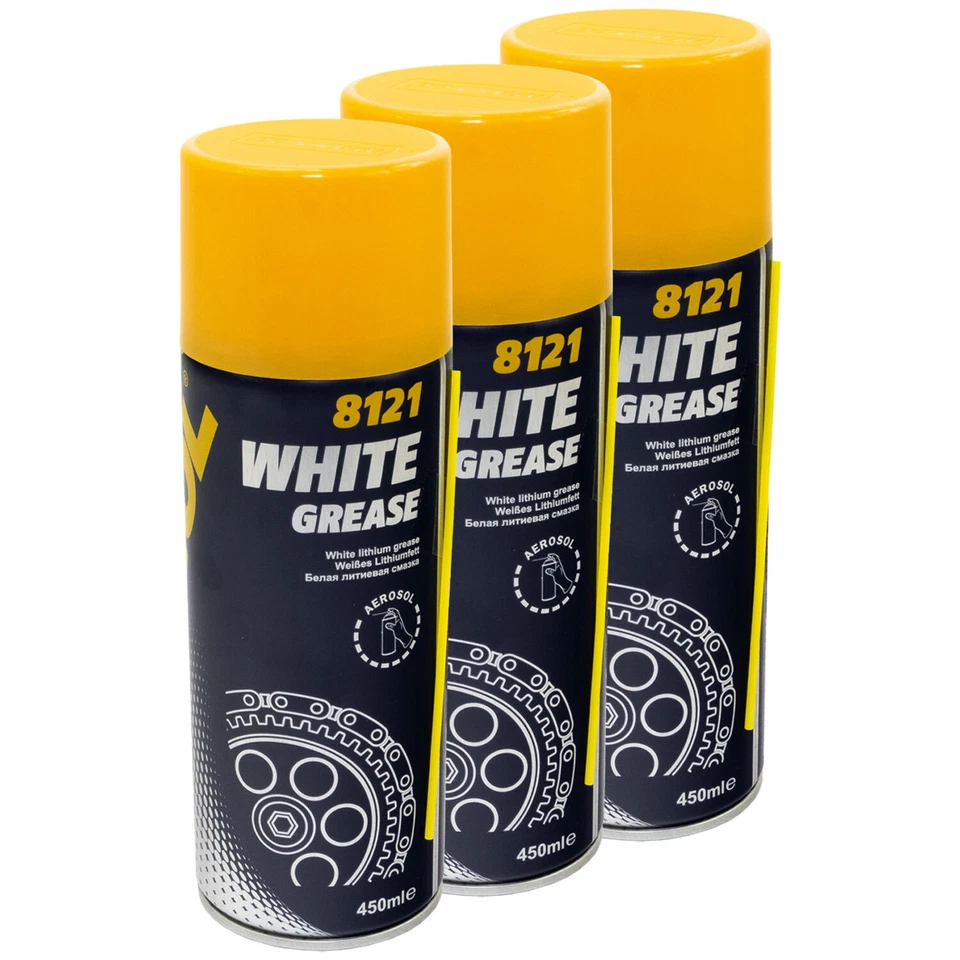 Kettenspray Ketten Spray 3x 450 ml MANNOL White Grease Sprühfett Schmierfett - Bild 1 von 4