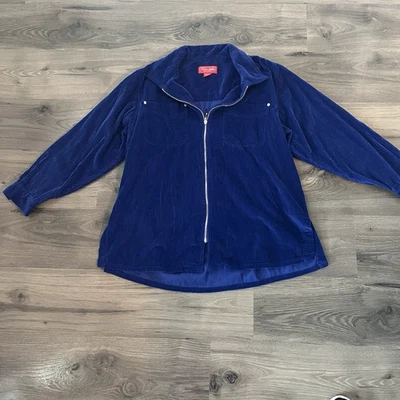 Jaqueta feminina Venezia Jean de veludo tamanho 14/16 mangas compridas com zíper - Imagem 1 de 4