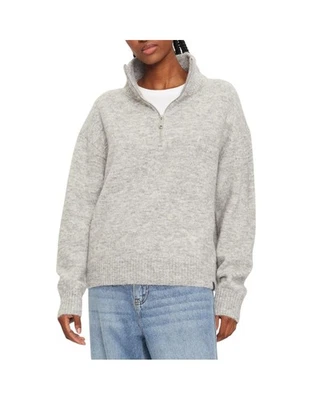 Calvin Klein Jeans RelaxedFit Mock Neck Pullover Sweater Women Gray Cardigans - Imagem 1 de 4