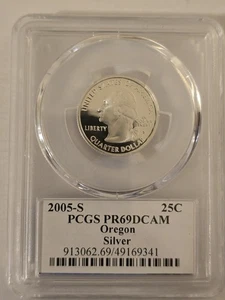 2005-S 25C Clad Oregon State Quarter PCGS PR69DCAM GENUINE BEAUTIFUL COIN - Picture 1 of 2