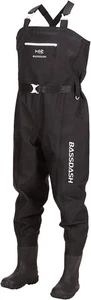 💥New Bassdash Adjustable Chest Wader Black Plaid Nylon PVC Fishing Sz M 8-9 - Picture 1 of 16