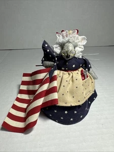 Vintage Maus Haus Mouse Betsy Ross Folk fatto a mano Diana Boud 1980 nuovo con etichette feltro - Foto 1 di 6