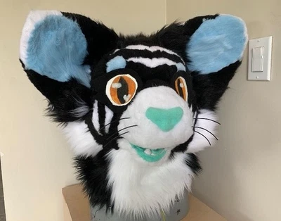 Black&White Cat Fursuit Head Cosplay Animal Head - Image 1 of 4