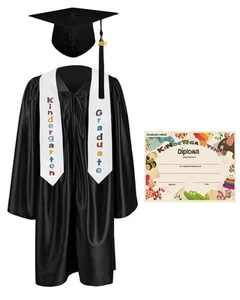 Kindergarten Graduation Cap Gown Stole Package with 2025 Tassel Certificate B... - Picture 1 of 6