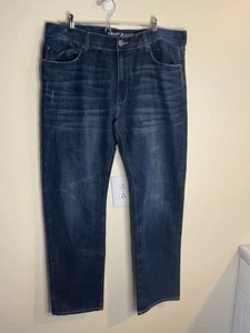 DKNY Jeans Men’s Bleecker Straight Leg Dark Wash Blue Jeans Size 38x32 - Picture 1 of 7