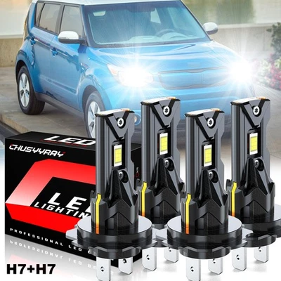 Faros LED blanco puro para Kia Soul/Soul EV hatchback 4 puertas 2015-2018 Foto 1 de 4