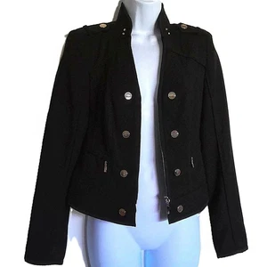 New White House Black Market Military Style Jacket Crop Black Zip Front NWOT 2 - Picture 1 of 8
