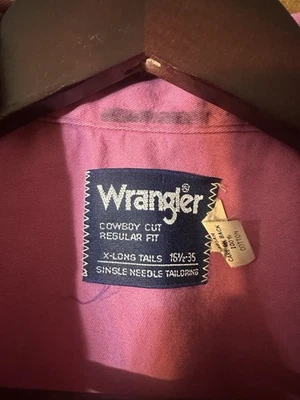 Camisa De Colección Wrangler Brushpopper Manga Larga Rosa Para Hombre 16.5-35 X Colas Largas Foto 1 de 3