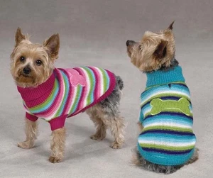 Dog Sweater Brite Stripe Pet Top Pink Blue XXS-L Bone Clothing Zack & Zoey - Picture 1 of 3