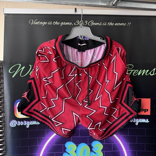 Autentici pantaloncini Nike Air Jordan DRI FIT AOP DIAMANTE ROSSO NERO BIANCO DH9079 687