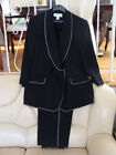 Custom Made Women's Business Jacket And Pants Suit Black w/ Swarovski Crystal