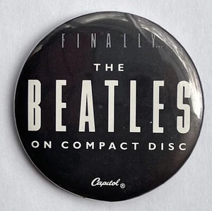 Vintage 1987 THE BEATLES promo button Finally On CD pin Capitol Records badge - Picture 1 of 2