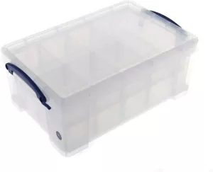 9 Litre Clear Really Useful Box with Two 7 Compartment Trays - Picture 1 of 3