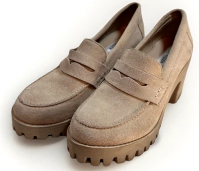 Mocasines Steve Madden Binarios Talla 10 Gamuza Tostada Plataforma Penny Y2K Gruesos Foto 1 de 4