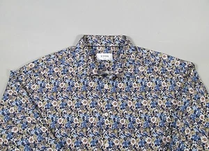 Chemise homme Eton taille 45 17 3/4 coupe classique bleu fleuri sergé boutonnée - Photo 1/11