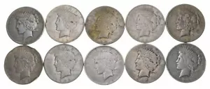 Lot $10 US Peace Silver Dollar Collection $1 1922-1925 90% 1/2 Roll Face Cull - Picture 1 of 2