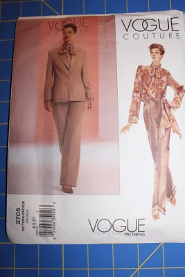 Vogue Pattern #2705 Vogue Couture Size 6-10 Misses' Jacket, Blouse, Pants & Sash - Image 1 of 2