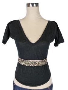 Women's Black Knitted Top Size 10 with Sequined Waist Belt Alessandro Dell'Acqua - Picture 1 of 10