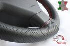 FOR SMART FORTWO W450 1998-2006 - BLACK PERF LEATHER STEERING WHEEL COVER RED ST
