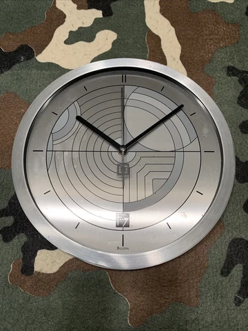 Bulova Frank Lloyd Wright 10” Wall Clock Metal *** FOR PARTS OR REPAIR*** HTF Cover