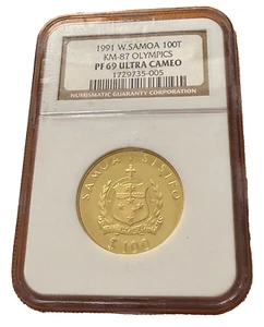 Samoa 1991 Gold 100 Tala NGC PF69UC Olympics - Torch Runner - Picture 1 of 2