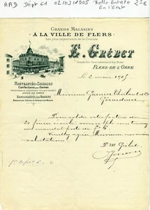 Dépt 61 - Flers Grande Rue - Belle Entête d'un Grand Magasin du 02/03/1905 - Picture 1 of 1