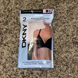 DKNY Wireless Soft Stretch Microfiber Plunge Bra 2-Pack Nude/Black Size Small - Picture 1 of 4