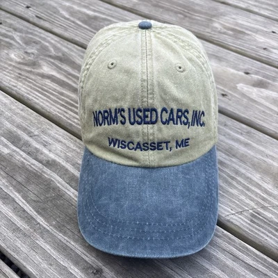 Gorra Norm's Used Cars Inc Wiscasset ME Maine beige sobre borde gris Foto 1 de 4