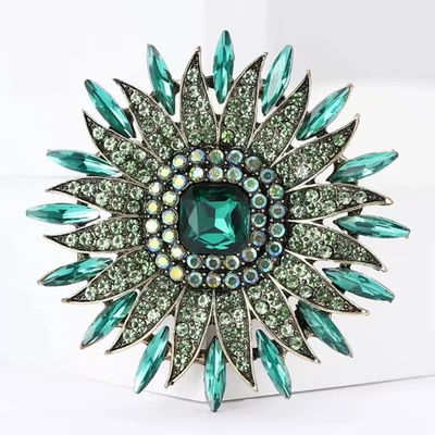 Broche Girasol Estrás Cristal Oro Flor Planta Prendedor Joyería Regalo Verano Foto 1 de 4